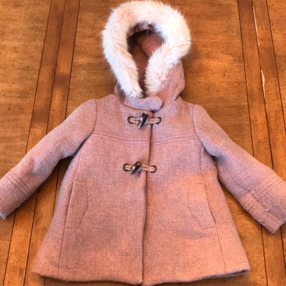 Zara Other - pea coat w/toggle closure/removable faux fur trim